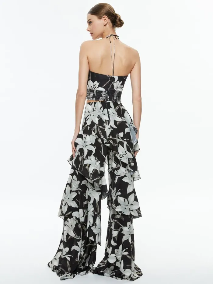 Tops Women Alice Olivia LIVIA HALTER CROPPED TOP Stargazer Black Lg