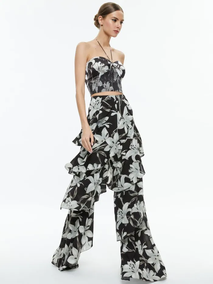 Tops Women Alice Olivia LIVIA HALTER CROPPED TOP Stargazer Black Lg