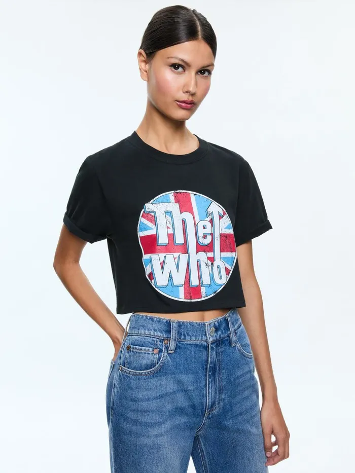Tops Women Alice Olivia MAXIE CROPPED TEE Blackmulti