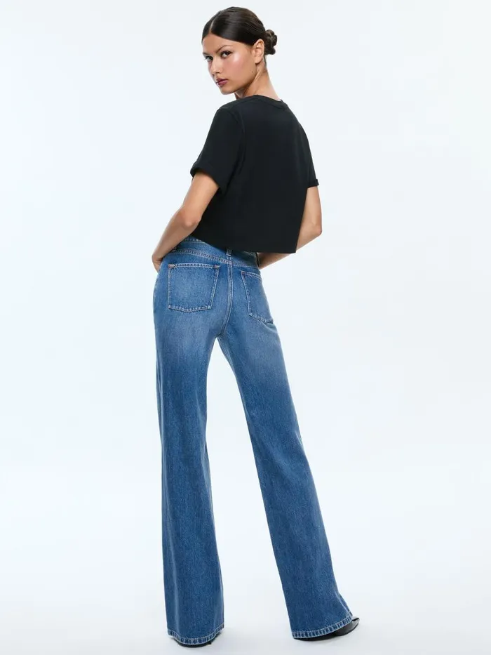 Tops Women Alice Olivia MAXIE CROPPED TEE Blackmulti