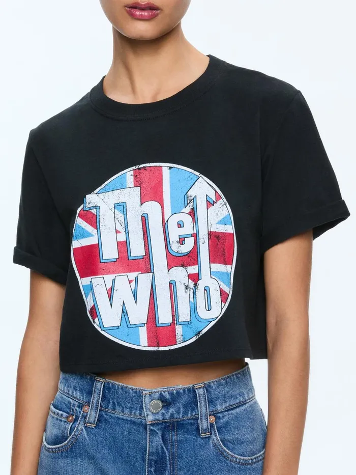 Tops Women Alice Olivia MAXIE CROPPED TEE Blackmulti