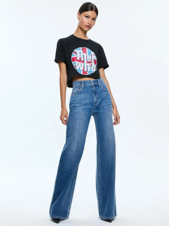 Tops Women Alice Olivia MAXIE CROPPED TEE Blackmulti