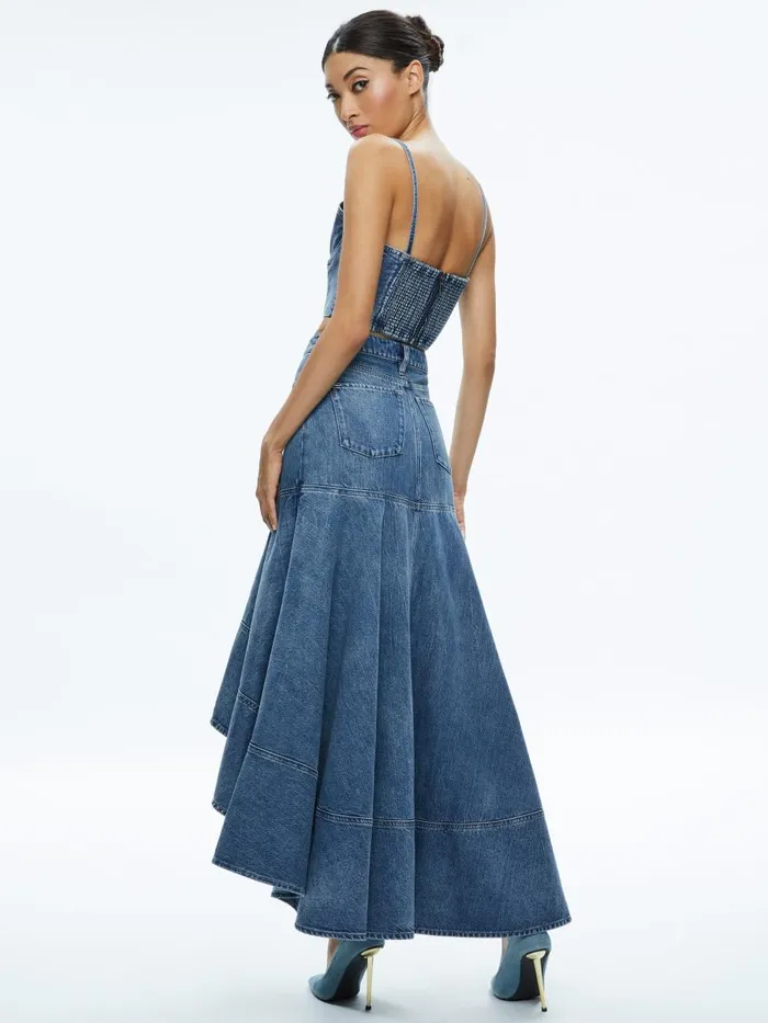 Tops Women Alice Olivia NATACHA SPAGHETTI STRAP BUSTIER Brooklyn Blue