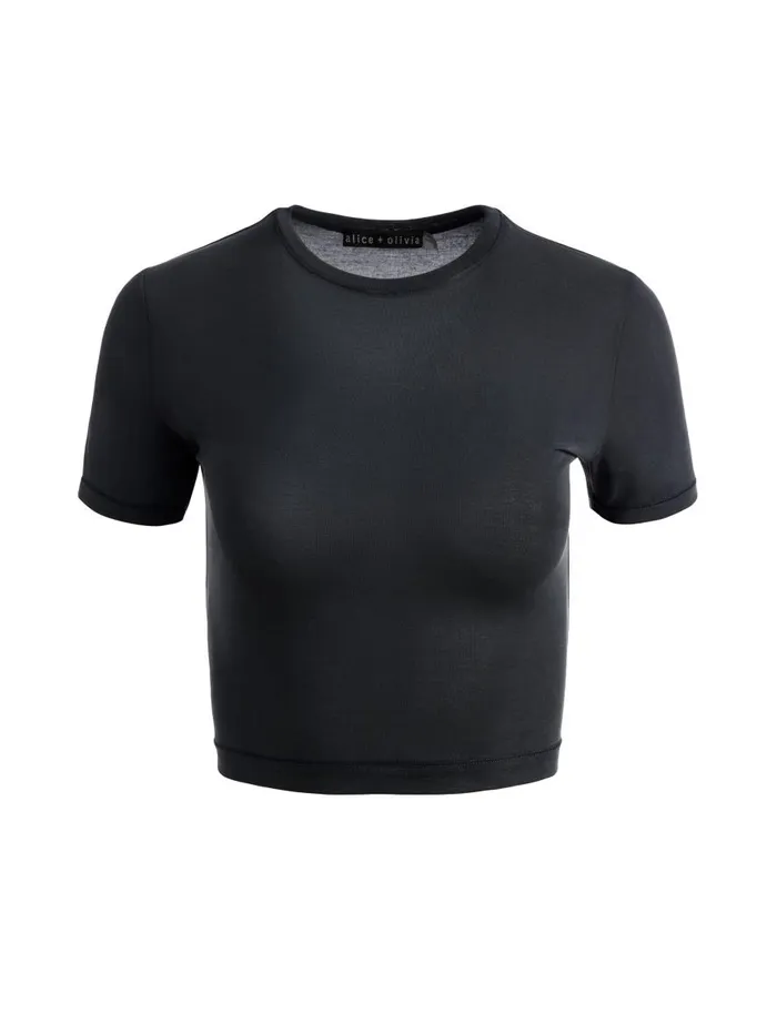 Tops Women Alice Olivia ONIE BABY TEE Black