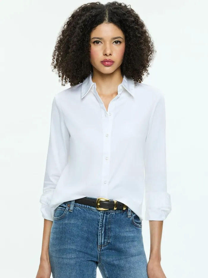 Tops Women Alice Olivia PERFECT BUTTON DOWN Off White
