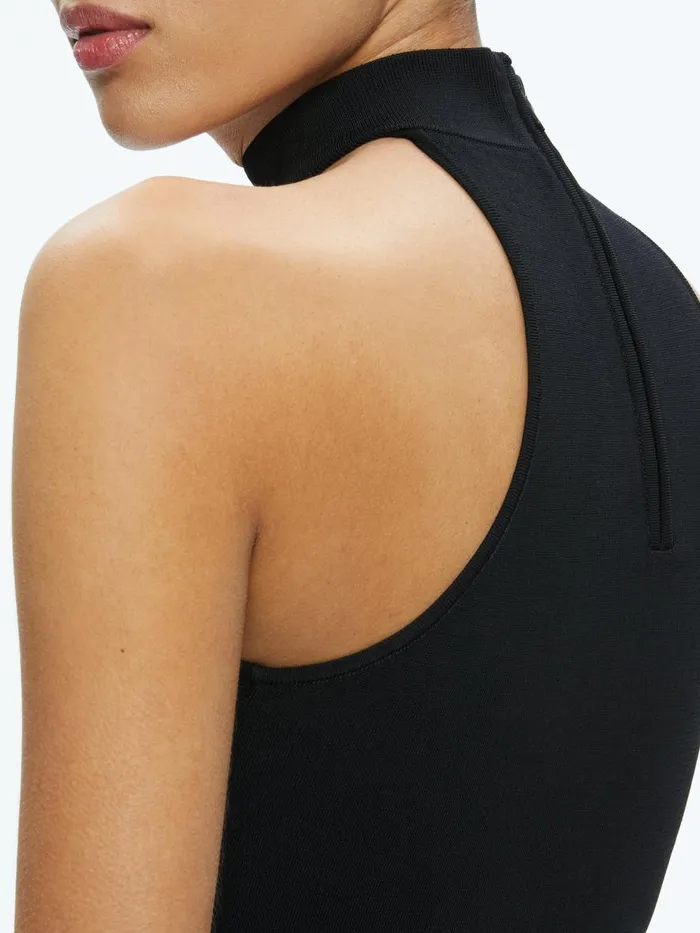 Tops Women Alice Olivia RAYA MOCK NECK RACERBACK CROPPED PULLOVER Black