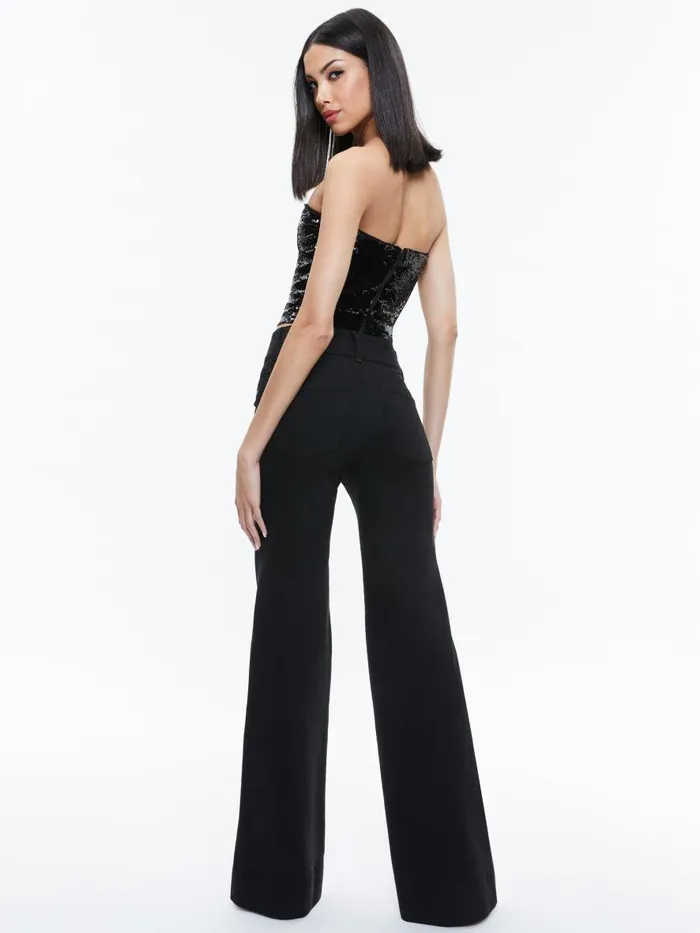 Tops Women Alice Olivia VIVI SEQUIN CROPPED TOP Black