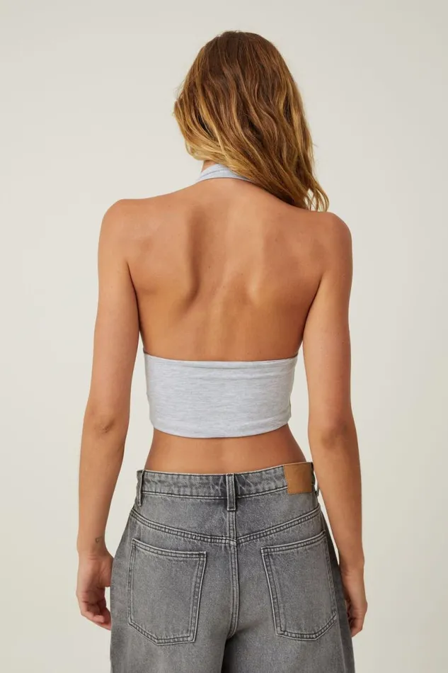 Tory V Neck Halter Top Grey Marle Women Cotton On Tops