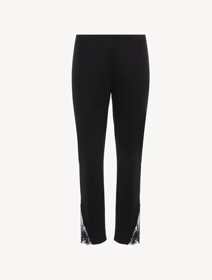 Trousers In Black Modal With Embroidered Tulle Sleepwear La Perla Pajamas