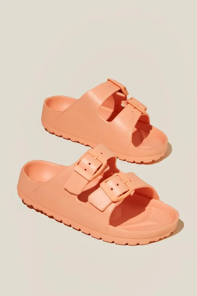 Twin Strap Slide Tropical Orange GirlsBoys Cotton On Flats and Sandals Twin Strap Slide Tropical Orange GirlsBoys Cotton On Flats and Sandals