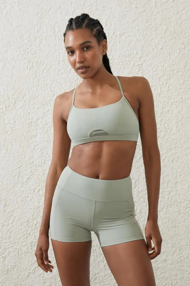 Ultra Luxe Mesh Strappy Crop Green Cloud Women Cotton On Tops