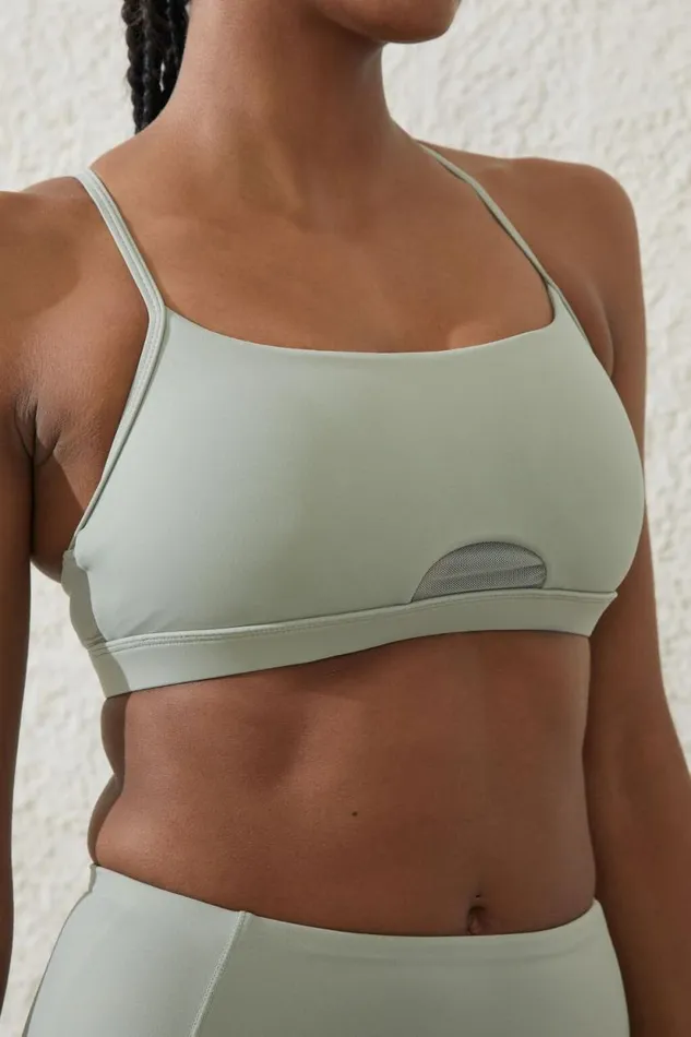 Ultra Luxe Mesh Strappy Crop Green Cloud Women Cotton On Tops