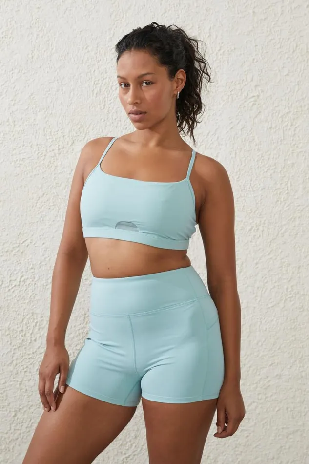 Ultra Luxe Mesh Strappy Crop Sea Glass Women Cotton On Tops