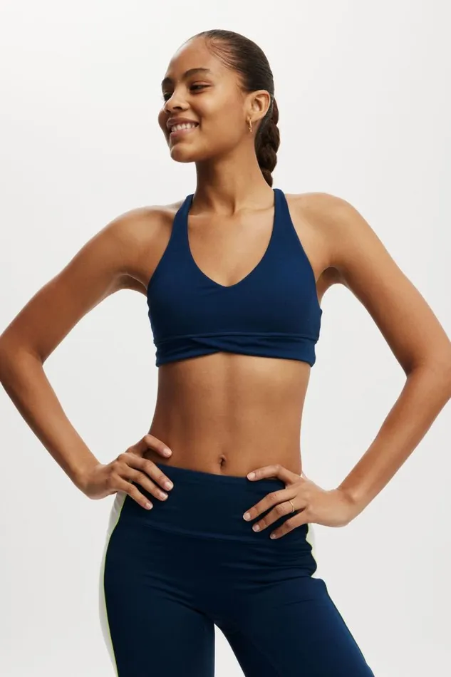 Ultra Soft Elastic Racer Crop Dark Water Sharp Green Women Cotton On Tops