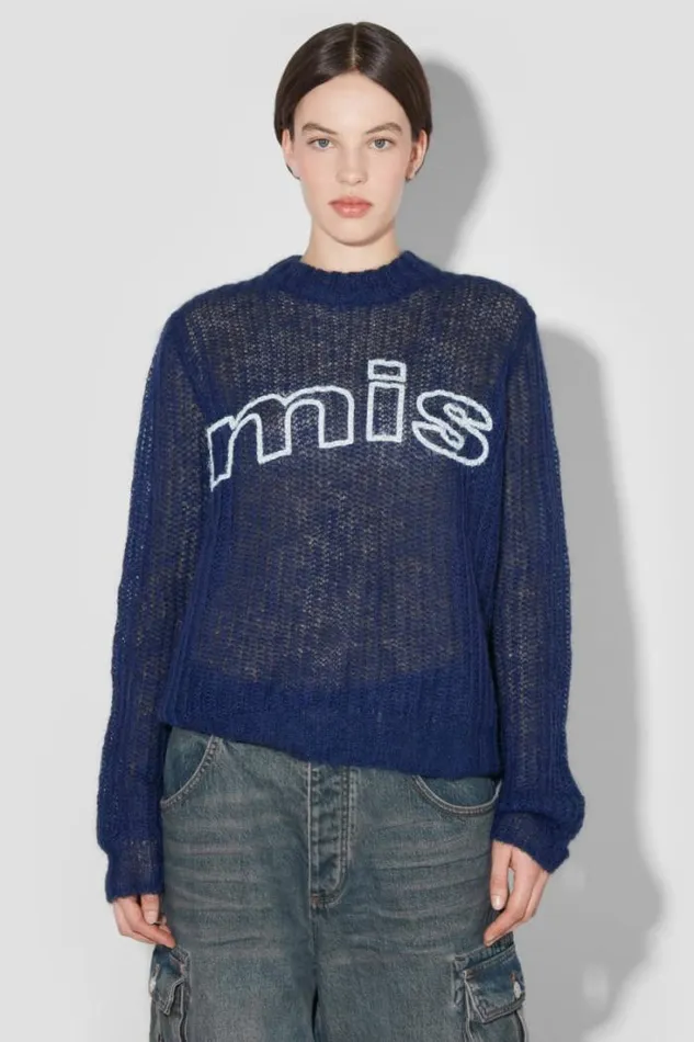 Unbrushed Mohair Open Knit Navy Women MISBHV Knitwear