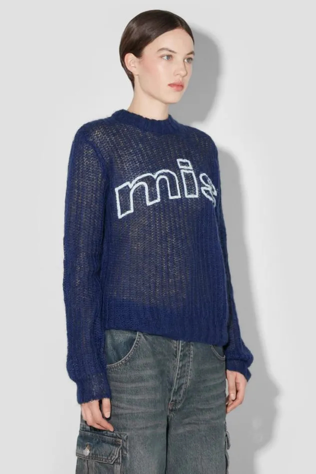 Unbrushed Mohair Open Knit Navy Women MISBHV Knitwear