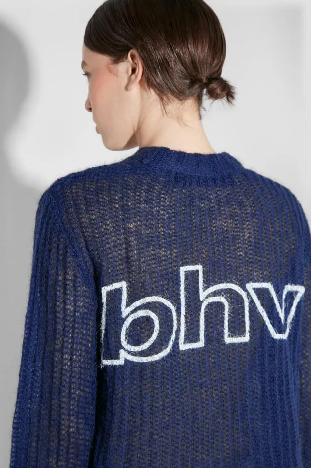 Unbrushed Mohair Open Knit Navy Women MISBHV Knitwear