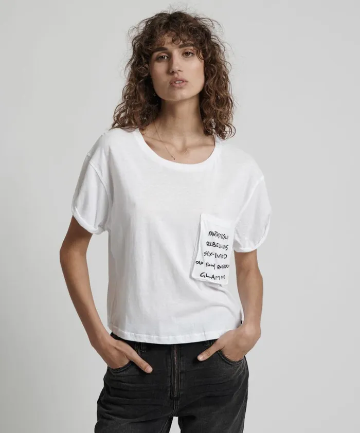 UPSIZED REBEL POCKET TEE Women One Teaspoon Basic Tees