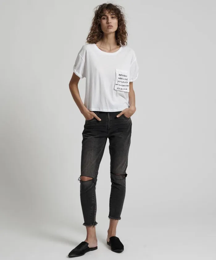UPSIZED REBEL POCKET TEE Women One Teaspoon Basic Tees