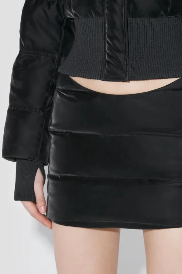 Velvet Latex Cropped Puffer Jacket With Fur Black Women MISBHV Outerwear