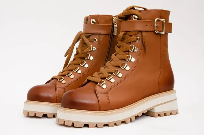 Vinci Leather Boots and Booties The Belgrano Tan Leather LaceUp Ankle Boot With A Side Zipper 8211 Women