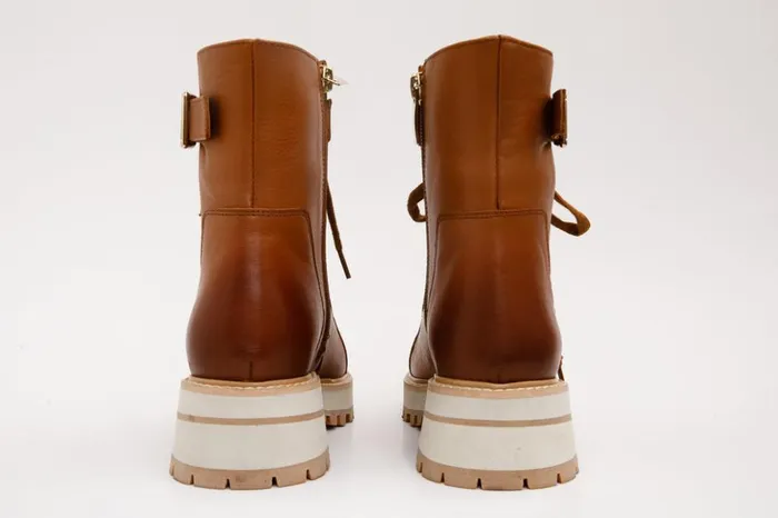 Vinci Leather Boots and Booties The Belgrano Tan Leather LaceUp Ankle Boot With A Side Zipper 8211 Women