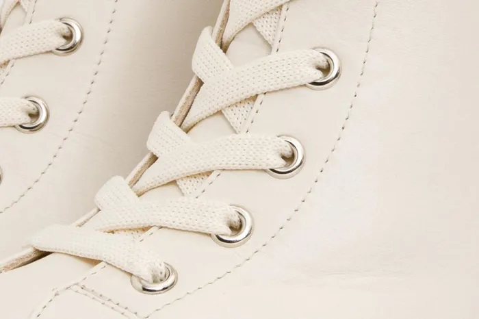 Vinci Leather Boots and Booties The Estrada Cream Leather LaceUp Platform Heel Mid Calf Boot 8211 Women