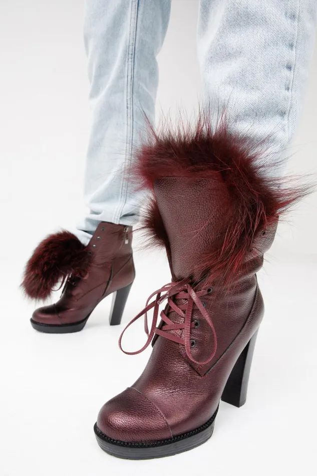 Vinci Leather Boots and Booties The Melo Burgundy Leather Natural Mid Calf Platform Heel Boot 8211 Women