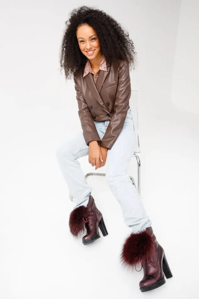 Vinci Leather Boots and Booties The Melo Burgundy Leather Natural Mid Calf Platform Heel Boot 8211 Women