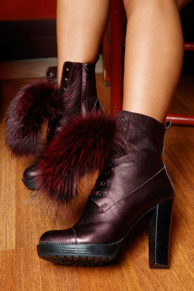 Vinci Leather Boots and Booties The Melo Burgundy Leather Natural Mid Calf Platform Heel Boot 8211 Women