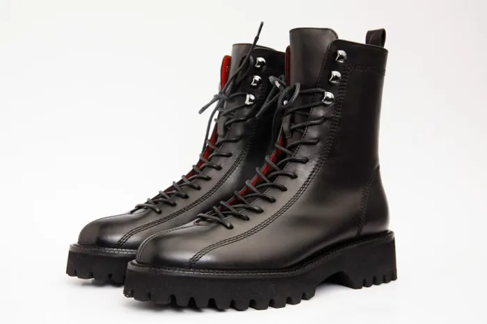 Vinci Leather Boots and Booties The Moreno Black Leather LaceUp Mid Calf Boot 8211 Women