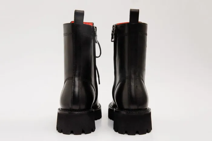 Vinci Leather Boots and Booties The Moreno Black Leather LaceUp Mid Calf Boot 8211 Women