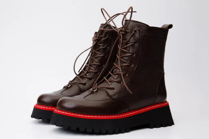 Vinci Leather Boots and Booties The Yildiz Brown Leather LaceUp Ankle Boot With A Side Zipper 8211 Women