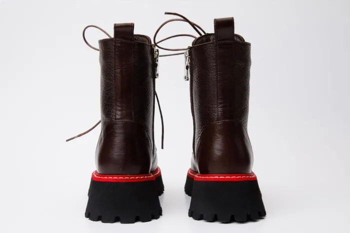 Vinci Leather Boots and Booties The Yildiz Brown Leather LaceUp Ankle Boot With A Side Zipper 8211 Women