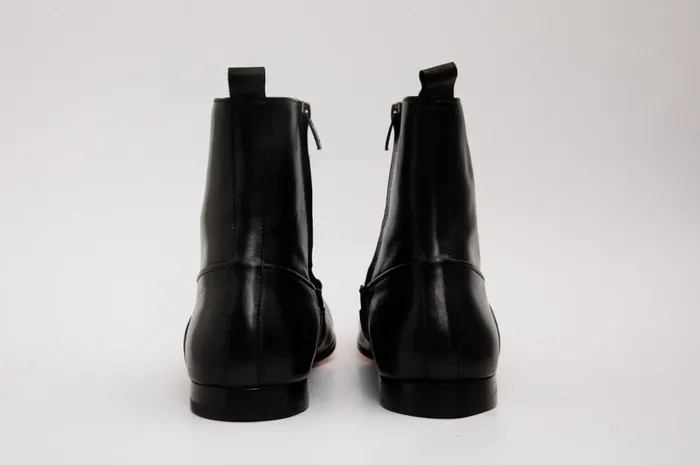 Vinci Leather Boots The Baron Black Bit ZipUp Dress Boot 8211 Men