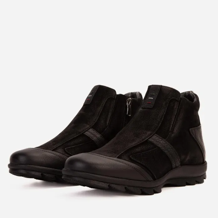 Vinci Leather Boots The Montreal Suede Black Leather Casual ZipUp Ankle Boot 8211 Men