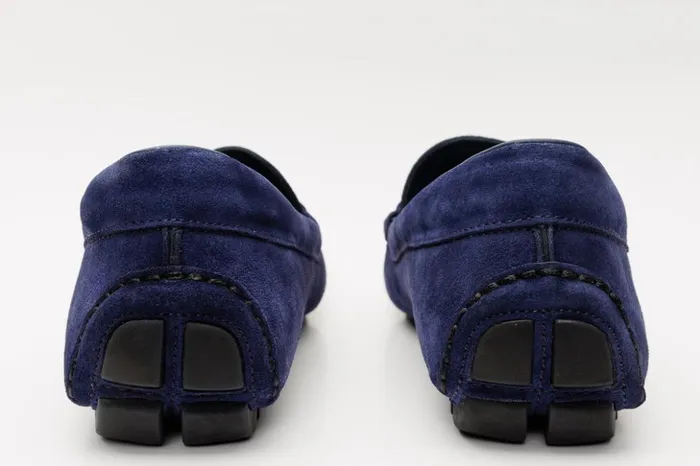 Vinci Leather Dress Shoes The Bari Navy Blue Suede Leather Bit Drive Loafer Shoe 8211 Men