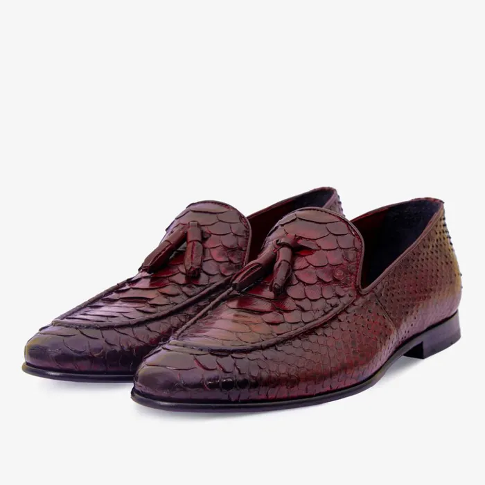 Vinci Leather Dress Shoes The Bethesda Burgundy Pyhtn Skin Leather Tassel Loafer Shoe 8211 Men