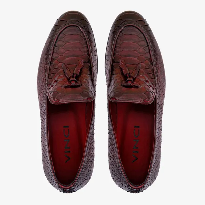 Vinci Leather Dress Shoes The Bethesda Burgundy Pyhtn Skin Leather Tassel Loafer Shoe 8211 Men