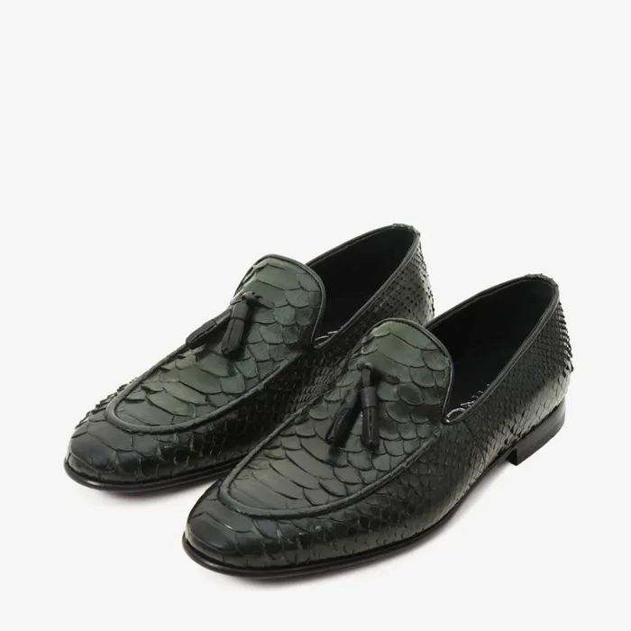 Vinci Leather Dress Shoes The Bethesda Green Pyhtn Skin Leather Tassel Loafer Shoe 8211 Men