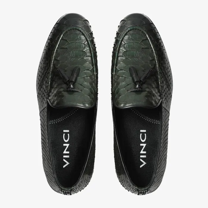Vinci Leather Dress Shoes The Bethesda Green Pyhtn Skin Leather Tassel Loafer Shoe 8211 Men