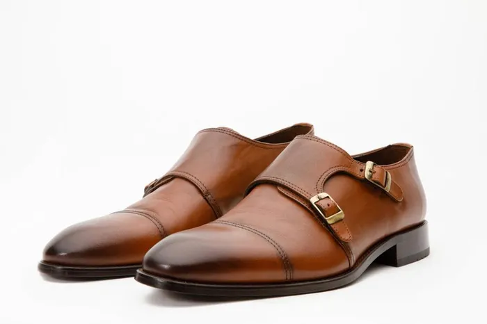 Vinci Leather Dress Shoes The Essen Brown Cap Toe Double Monk Strap Shoe 8211 Men