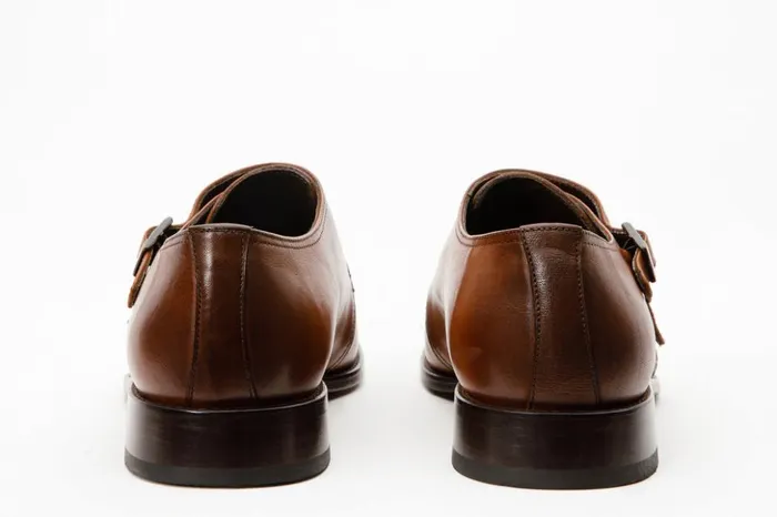 Vinci Leather Dress Shoes The Essen Brown Cap Toe Double Monk Strap Shoe 8211 Men