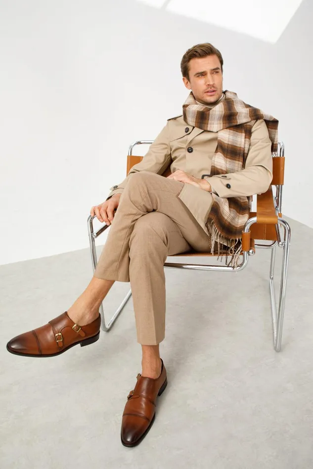 Vinci Leather Dress Shoes The Essen Brown Cap Toe Double Monk Strap Shoe 8211 Men