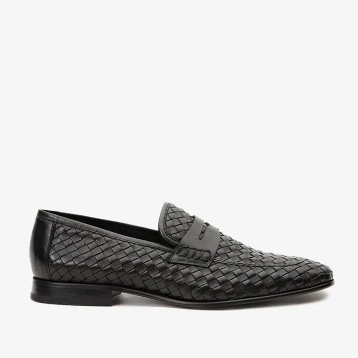 Vinci Leather Dress Shoes The Grand Woven Leather Black Shoe Penny Loafer 8211 Men Vinci Leather Dress Shoes The Grand Woven Leather Black Shoe Penny Loafer 8211 Men