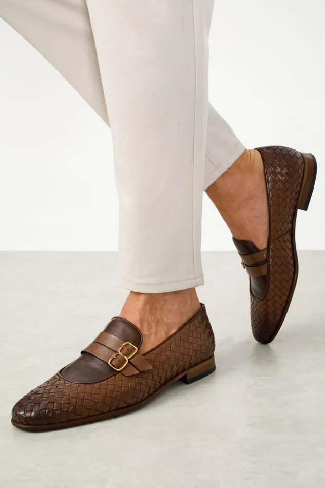 Vinci Leather Dress Shoes The Vatra Tan Woven Double Monk Strap Shoe 8211 Men