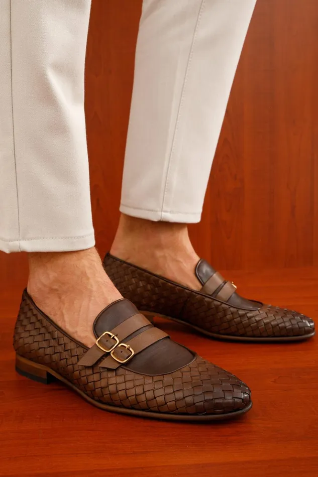 Vinci Leather Dress Shoes The Vatra Tan Woven Double Monk Strap Shoe 8211 Men