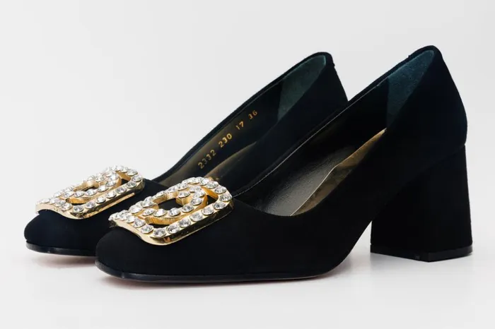 Vinci Leather Heels The California Black Suede Leather Block Heel Pump Shoe 8211 Women