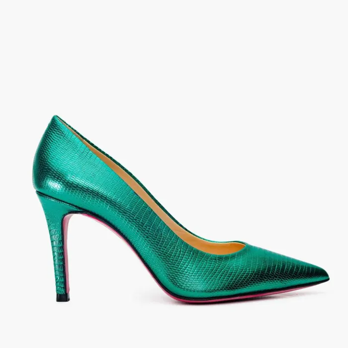 Vinci Leather Heels The Maple Green Leather Pump Fuchsia Sole Shoe 8211 Women