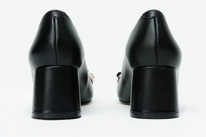 Vinci Leather Heels The Olney Black Leather Block Heel Pump Shoe 8211 Women